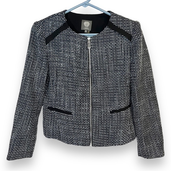 Vince Camuto Jackets & Blazers - Vince Camuto Women's Size 10 Petite Blazer Jacket Full Zip Blue Black Tweed